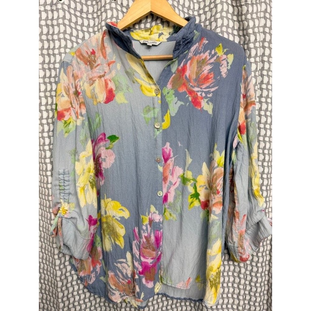 John Mark Floral Button-Up Blouse